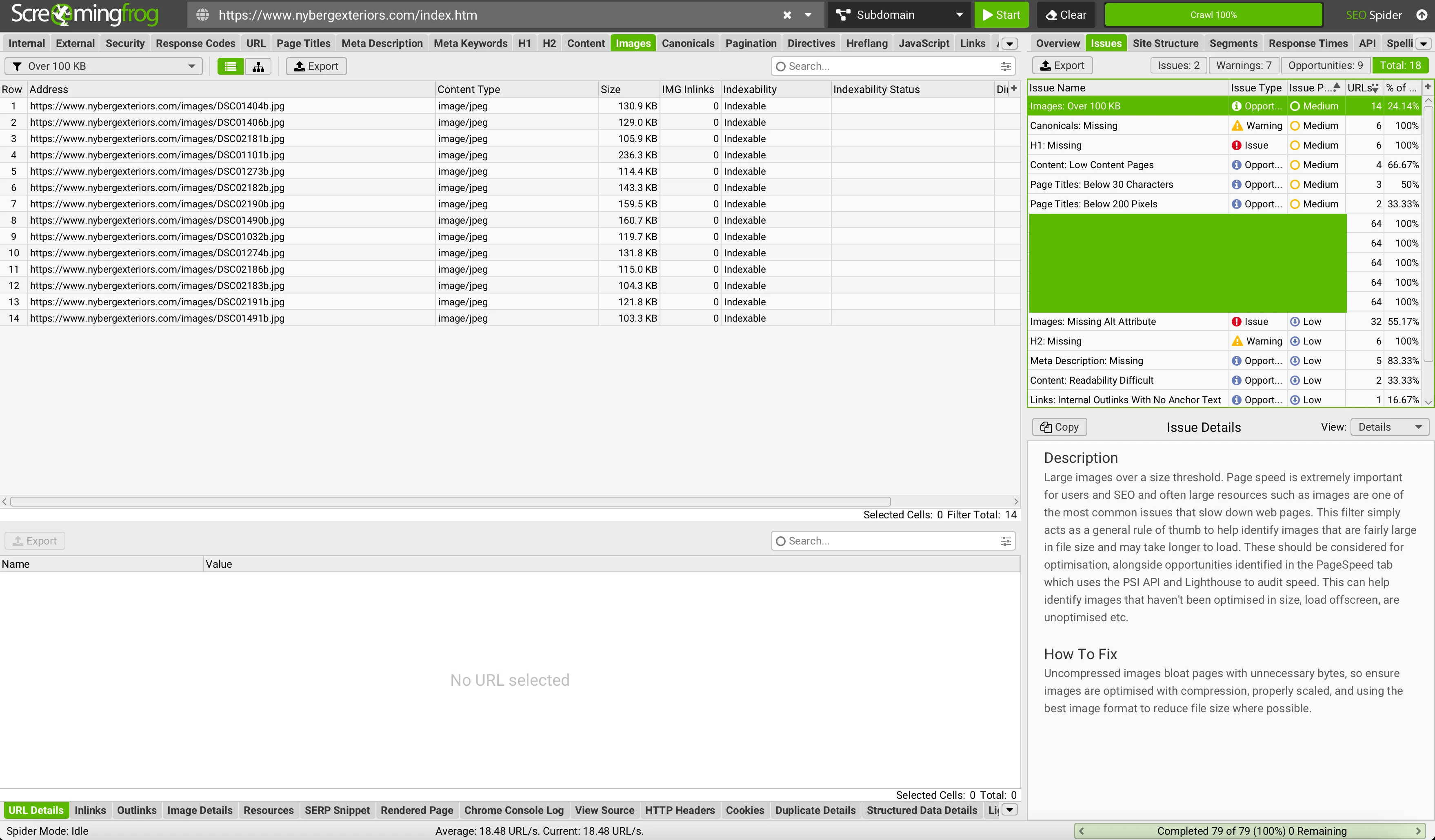 Technical SEO crawl findings from Screaming Frog